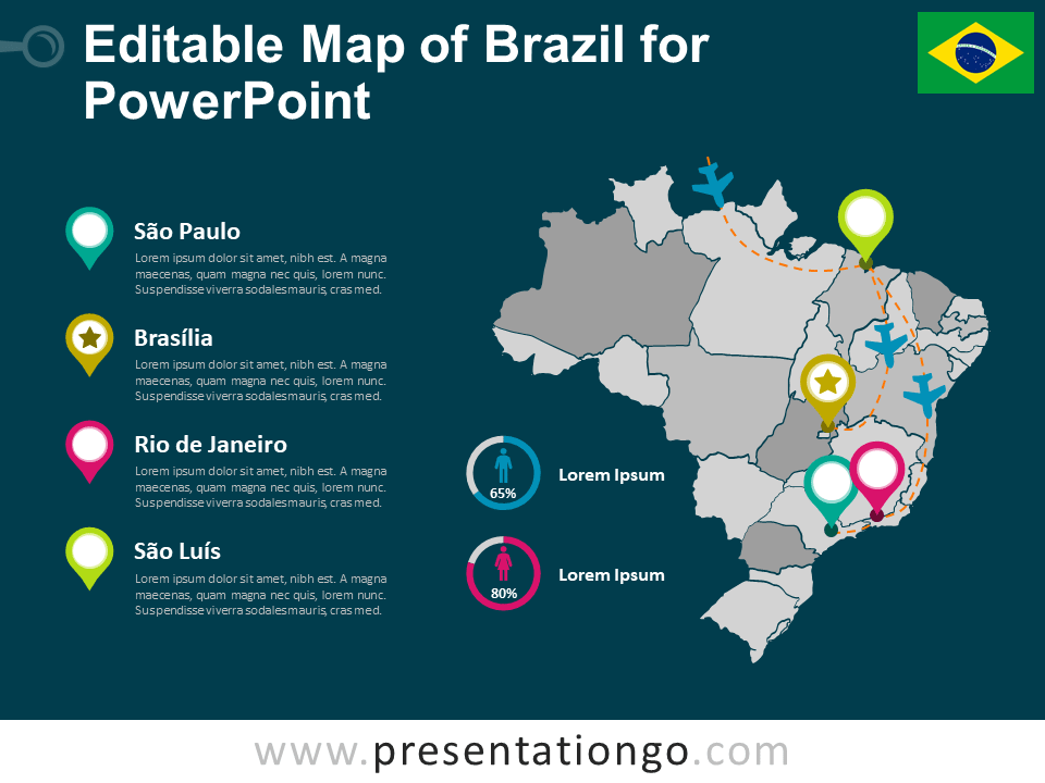 巴西PowerPoint的地图