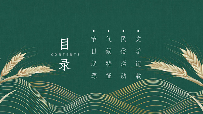 麦穗小满节气主题PPT模板