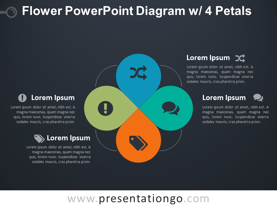 花PowerPoint图w / 4花瓣