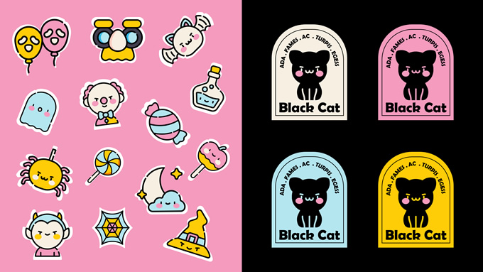 萌萌小黑猫卡通