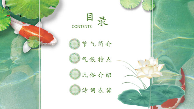 荷花锦鲤处暑节气PPT模板
