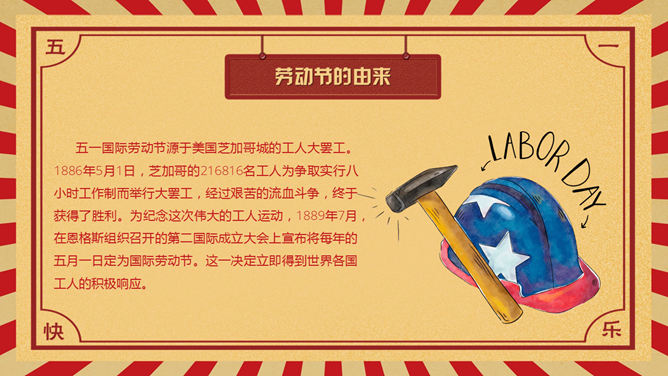 五一国际劳动节介绍PPT模板