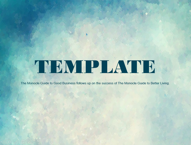 蓝色水彩海洋背景简约欧美风商务汇报PPT模板