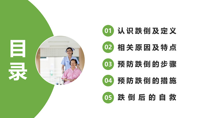 跌倒预防与护理PPT模板