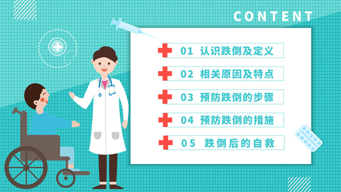 跌倒预防与护理PPT模板