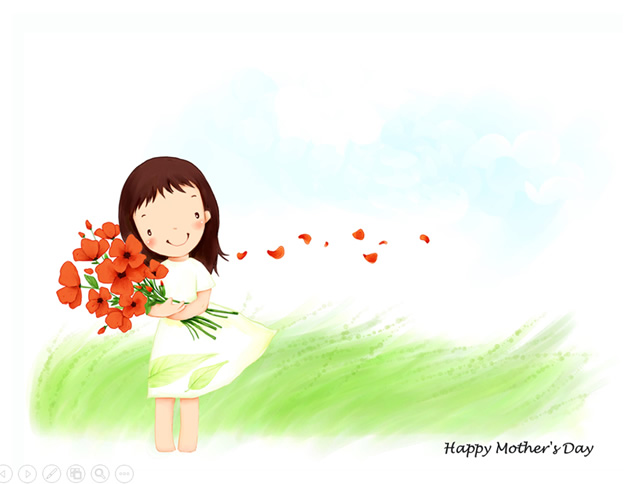 Happy mother's Day 卡通动漫母亲节PPT模板