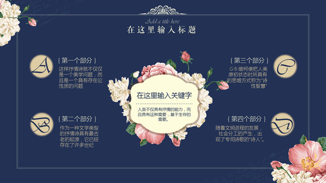 文艺清新花朵主题PPT模板