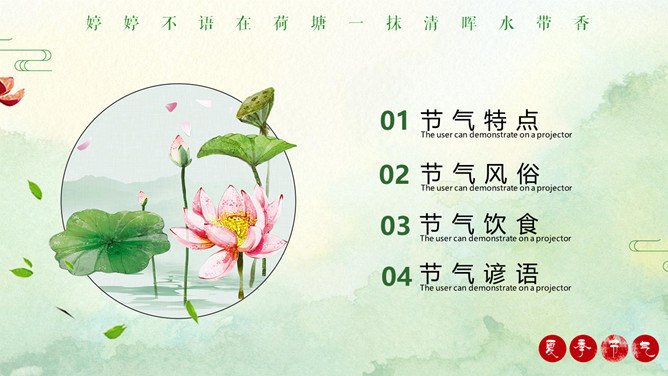 荷花夏至节气介绍PPT模板