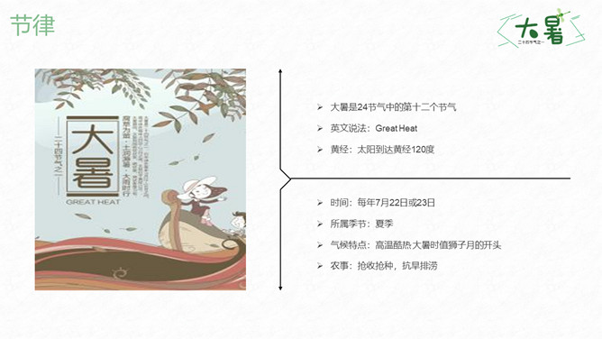 荷叶小船大暑节气PPT模板
