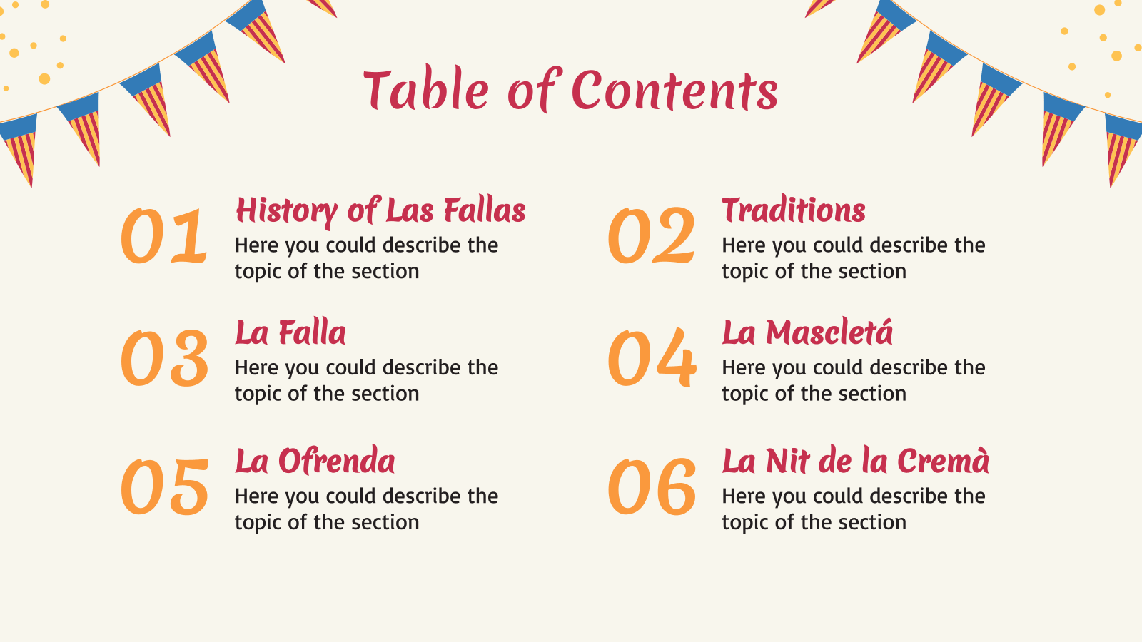瓦伦西亚的Las Fallas PPT模板
