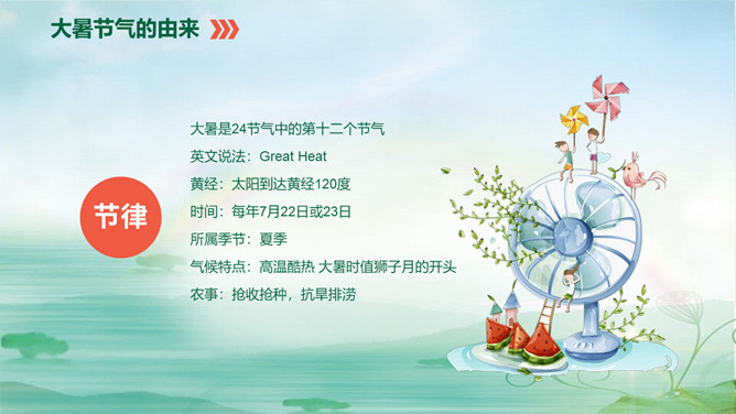 荷塘荷花大暑节气PPT模板