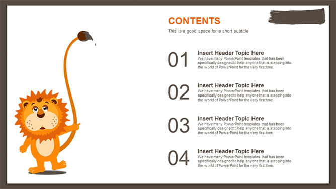 可爱卡通狮子主题PPT模板