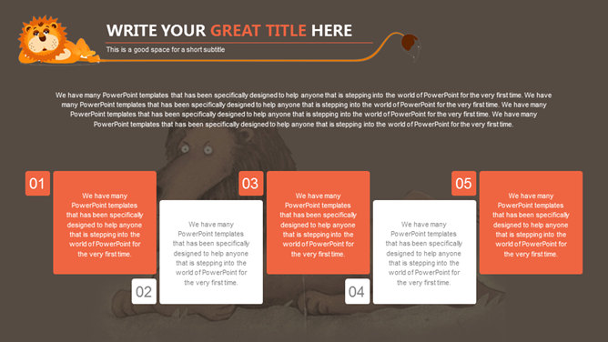 可爱卡通狮子主题PPT模板