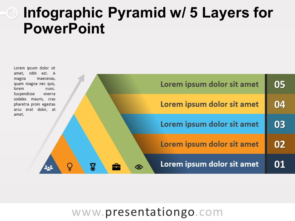 信息图表金字塔PowerPoint的5层