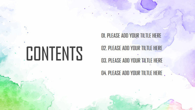 水彩晕染花鸟主题文艺风PPT模板