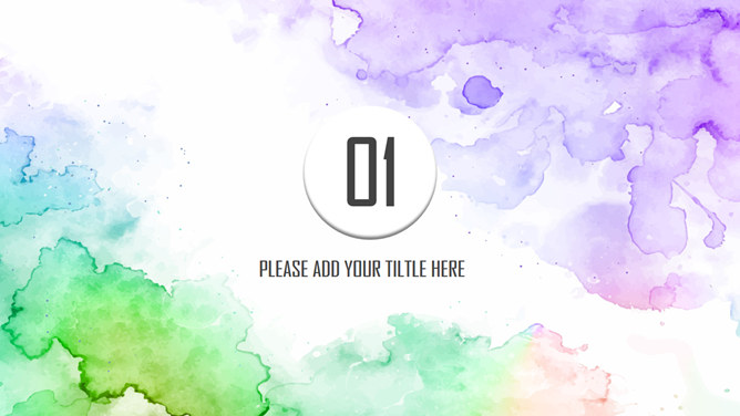 水彩晕染花鸟主题文艺风PPT模板