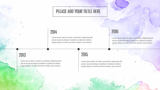 水彩晕染花鸟主题文艺风PPT模板