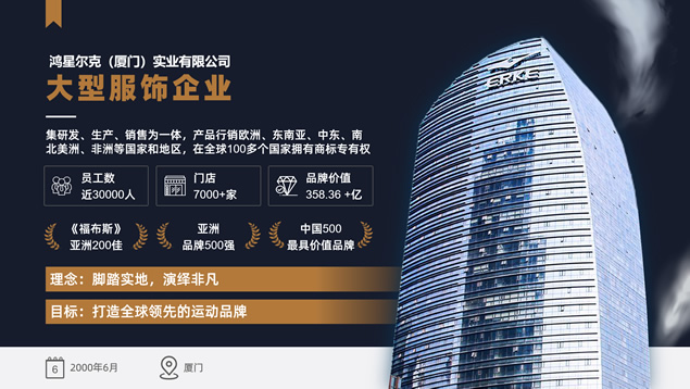 鸿星尔克企业介绍宣传PPT模板