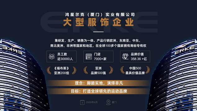 鸿星尔克企业介绍宣传PPT模板