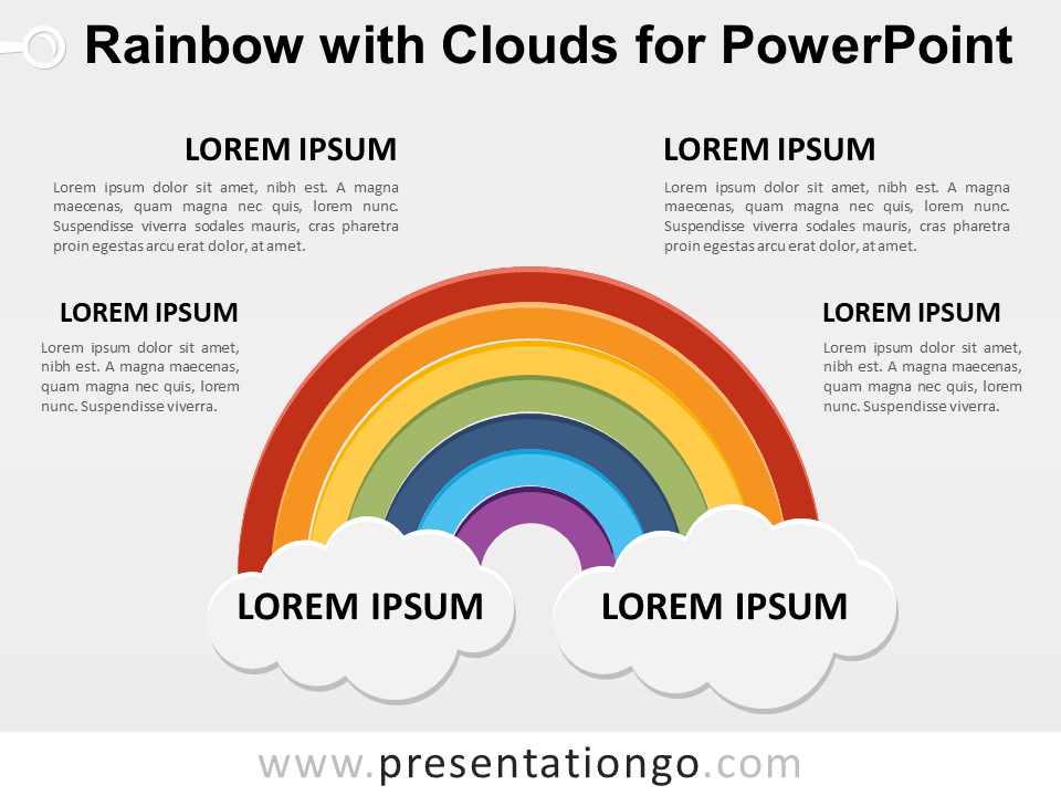 彩虹为PowerPoint和云层