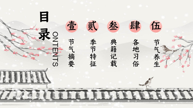 飘雪小寒节气介绍PPT模板