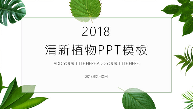 清新绿叶植物主题PPT模板
