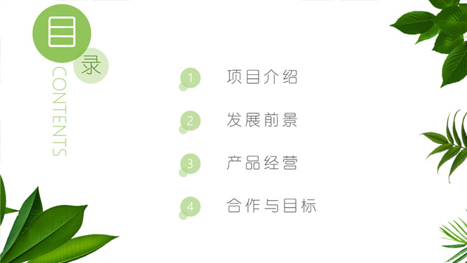 清新绿叶植物主题PPT模板