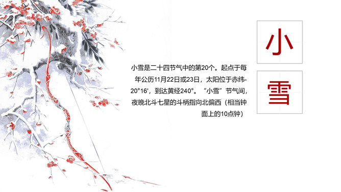 冰雪树枝小雪节气PPT模板