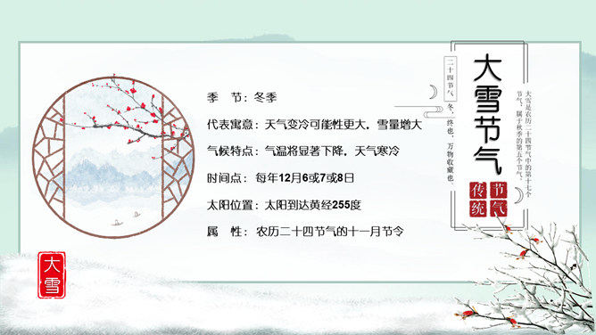 小鹿大雪节气介绍PPT模板