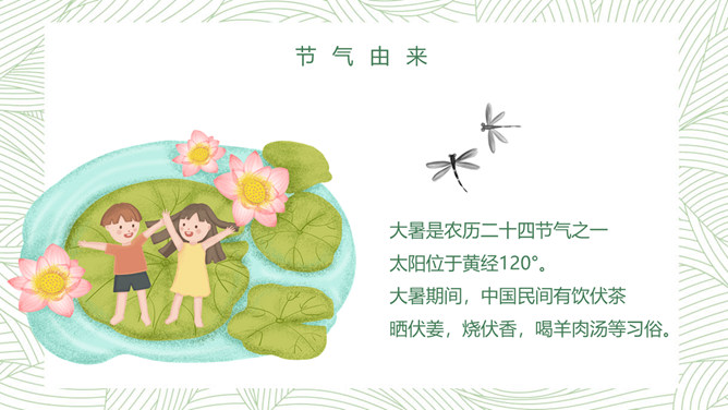 荷花大暑节气主题PPT模板
