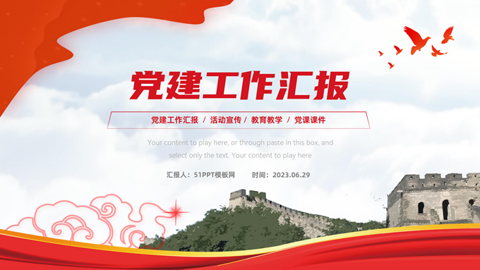 简洁大气党建工作汇报