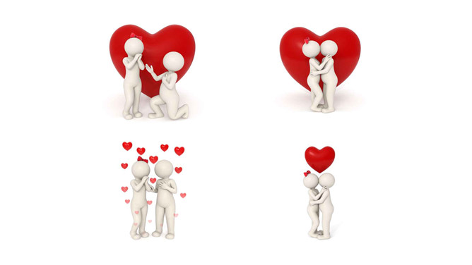 爱情婚姻家庭3D小人PPT素材
