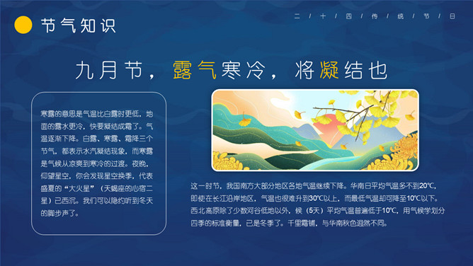 仙鹤寒露节气主题PPT模板