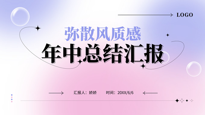 粉紫渐变弥散质感年中工作总结报告