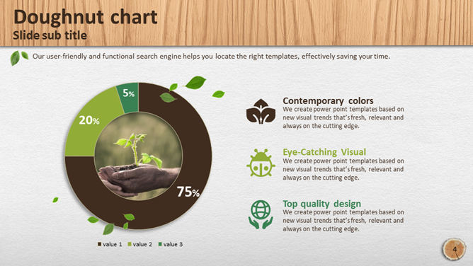 清新自然风草地木桩PPT模板