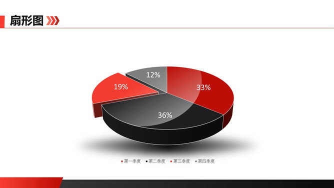 立体四季度占比饼图PPT模板