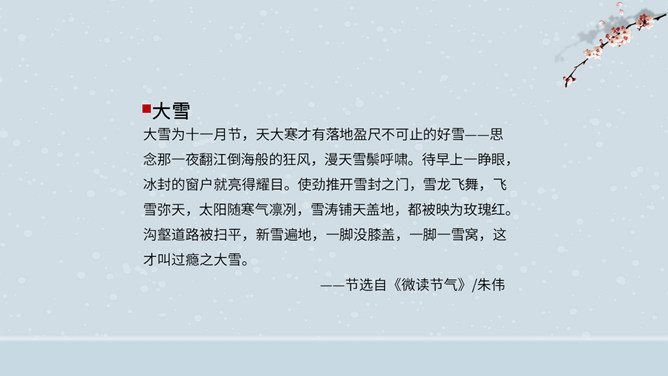 飘雪大雪节气主题PPT模板