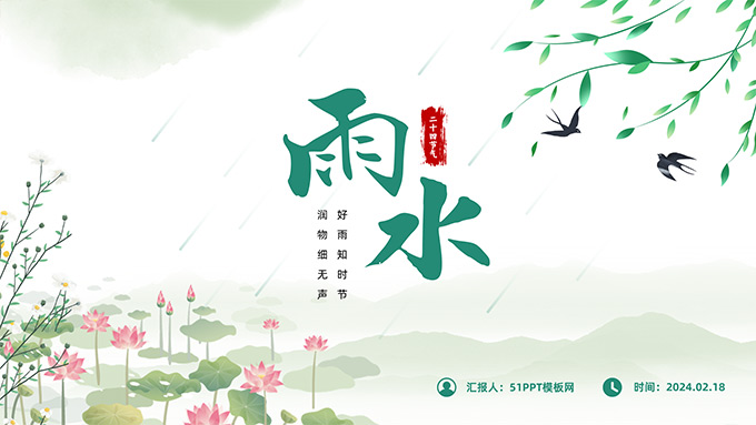 二十四节气之雨水PPT模板