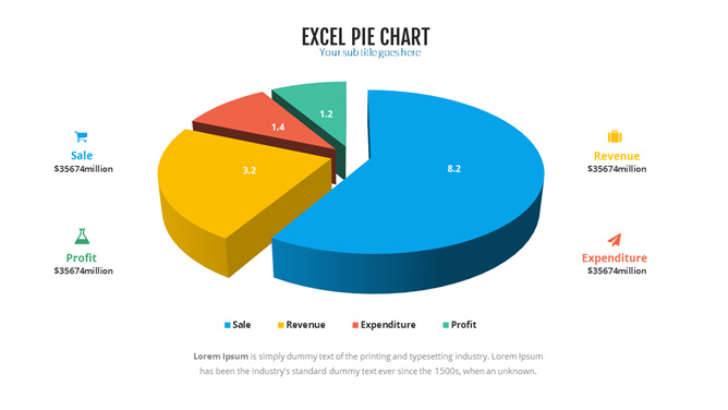 分离式立体饼图PPT模板