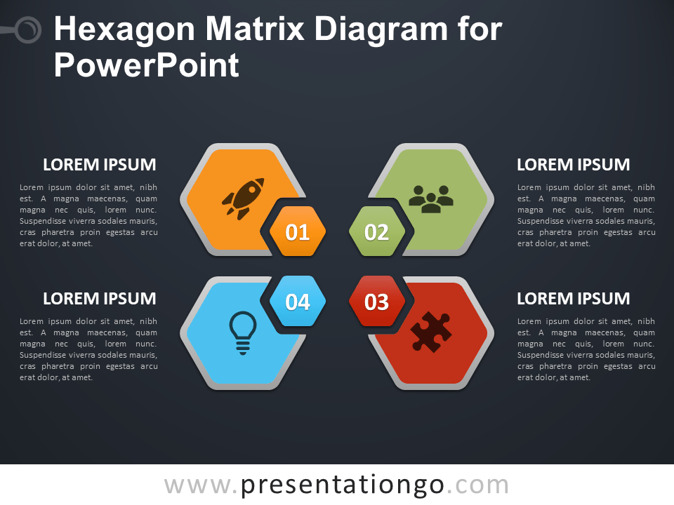六角PowerPoint的矩阵图