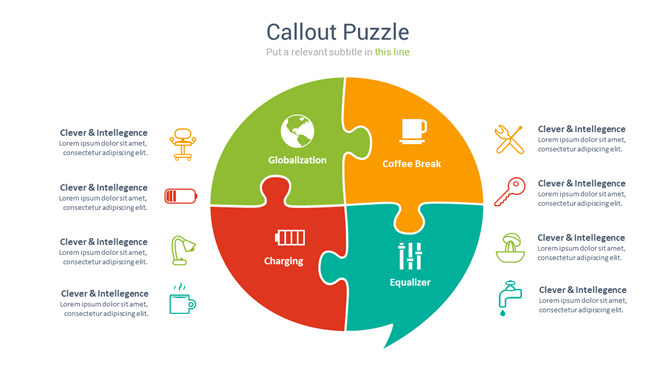 四格拼图效果PPT图形素材
