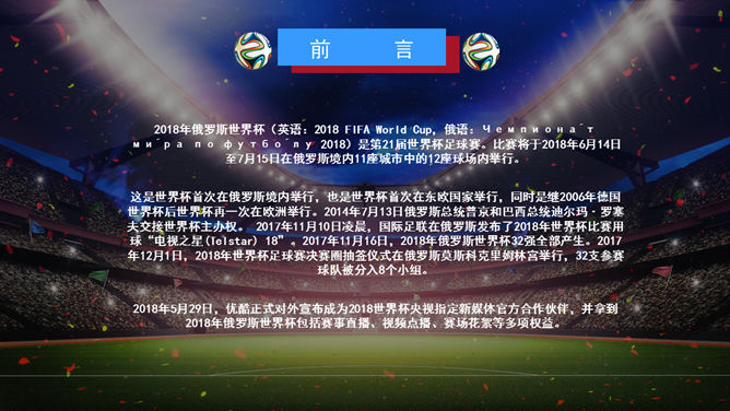 激情世界杯足球PPT模板