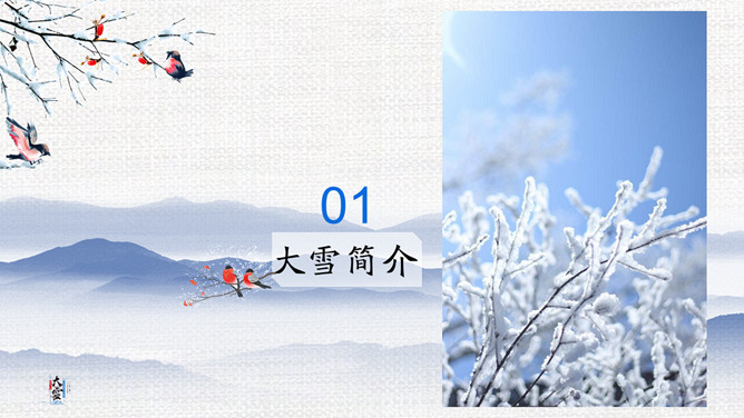 远山雾凇大雪节气PPT模板