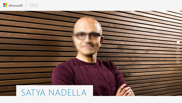 微软CEO Satya Nadella仿网站风格高大上个人简介PPT 动画版