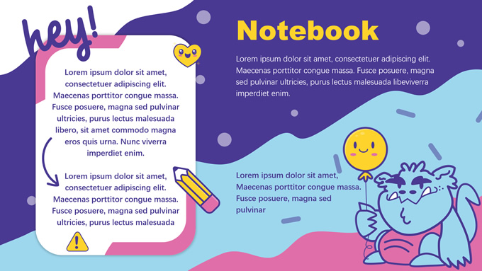 流体几何卡通风梦幻式Notebook PPT模板