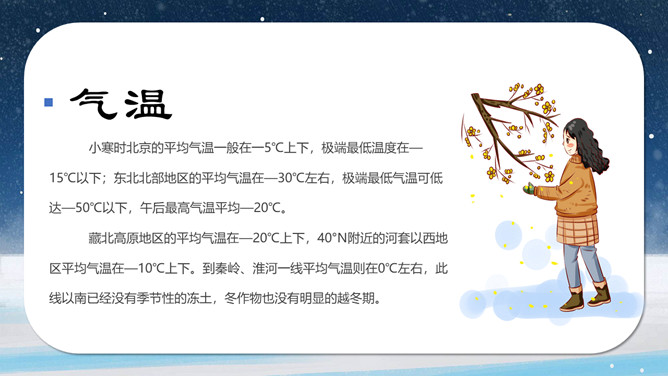 雪夜小鹿小寒节气PPT模板