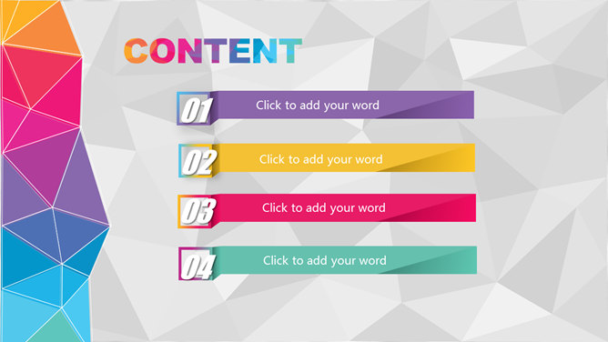炫彩低多边形通用PPT模板