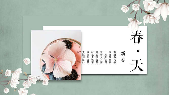 春日素雅花朵PPT模板