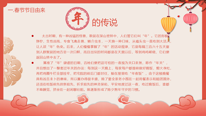 喜庆灯笼与春节习俗介绍PPT模板