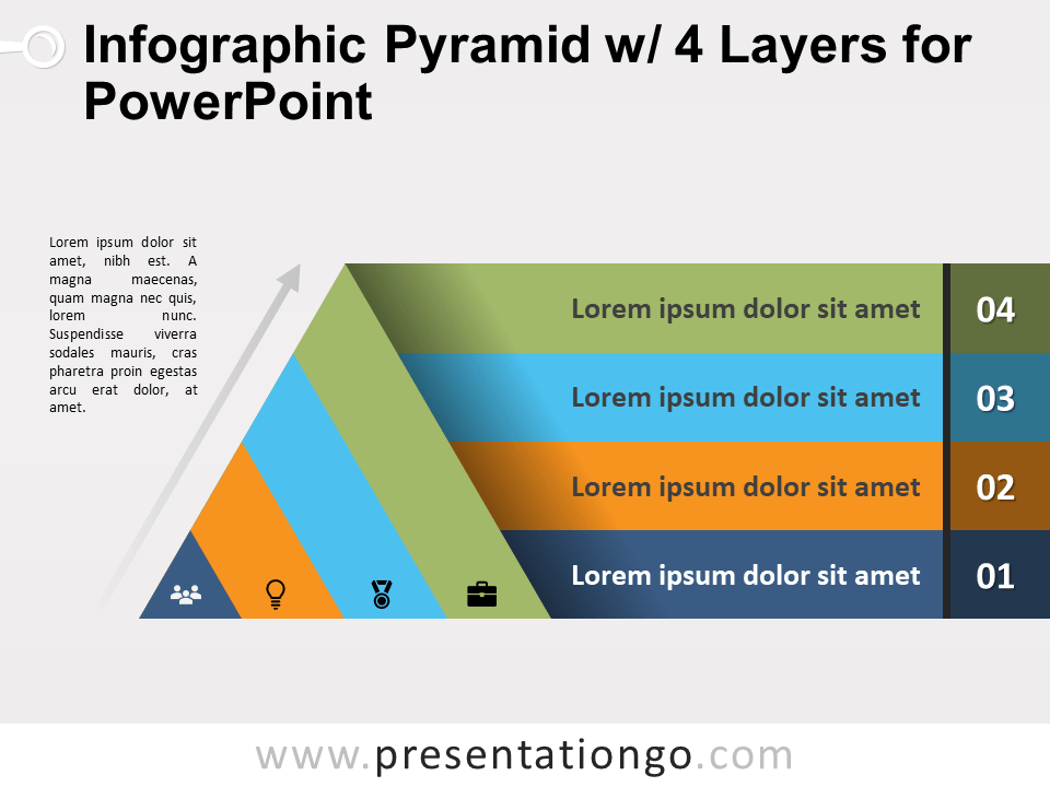 信息图表金字塔PowerPoint的4层